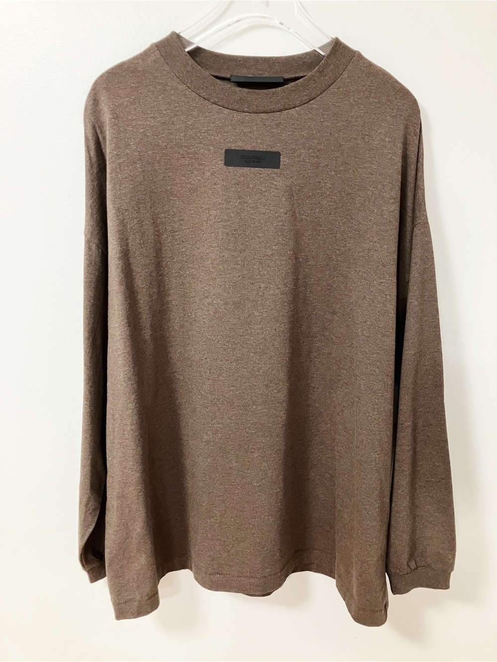 Essentials | Brown Oversized Long Sleeve Tee M Casual Boxy Neutral Streetwear